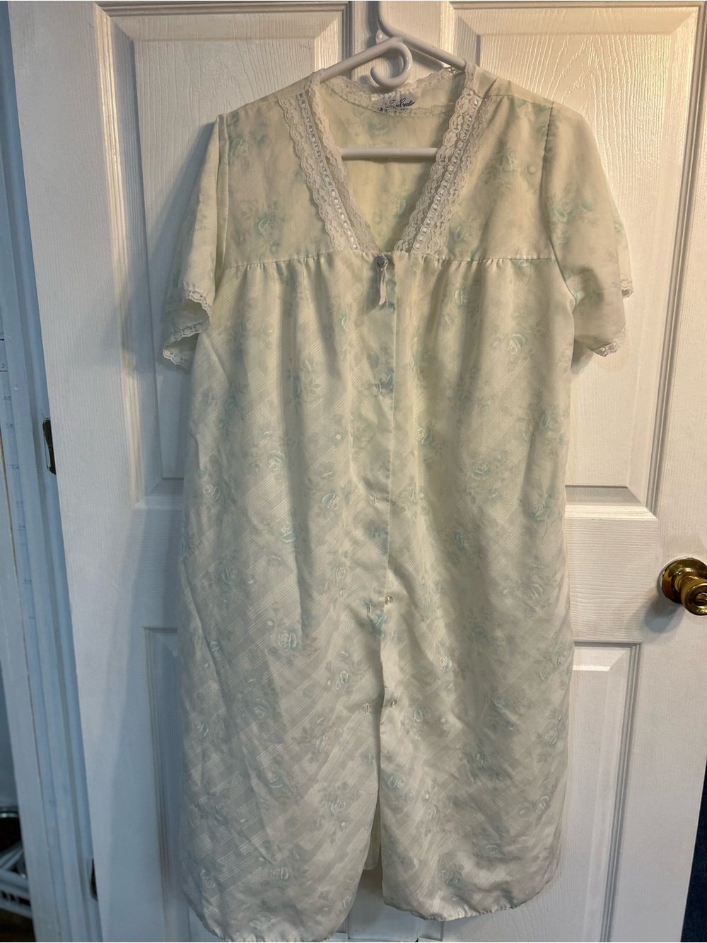 Vintage 2 piece Night Time Creations Floral Duster Robe Housecoat Lace Trim